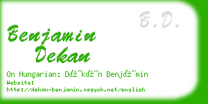 benjamin dekan business card